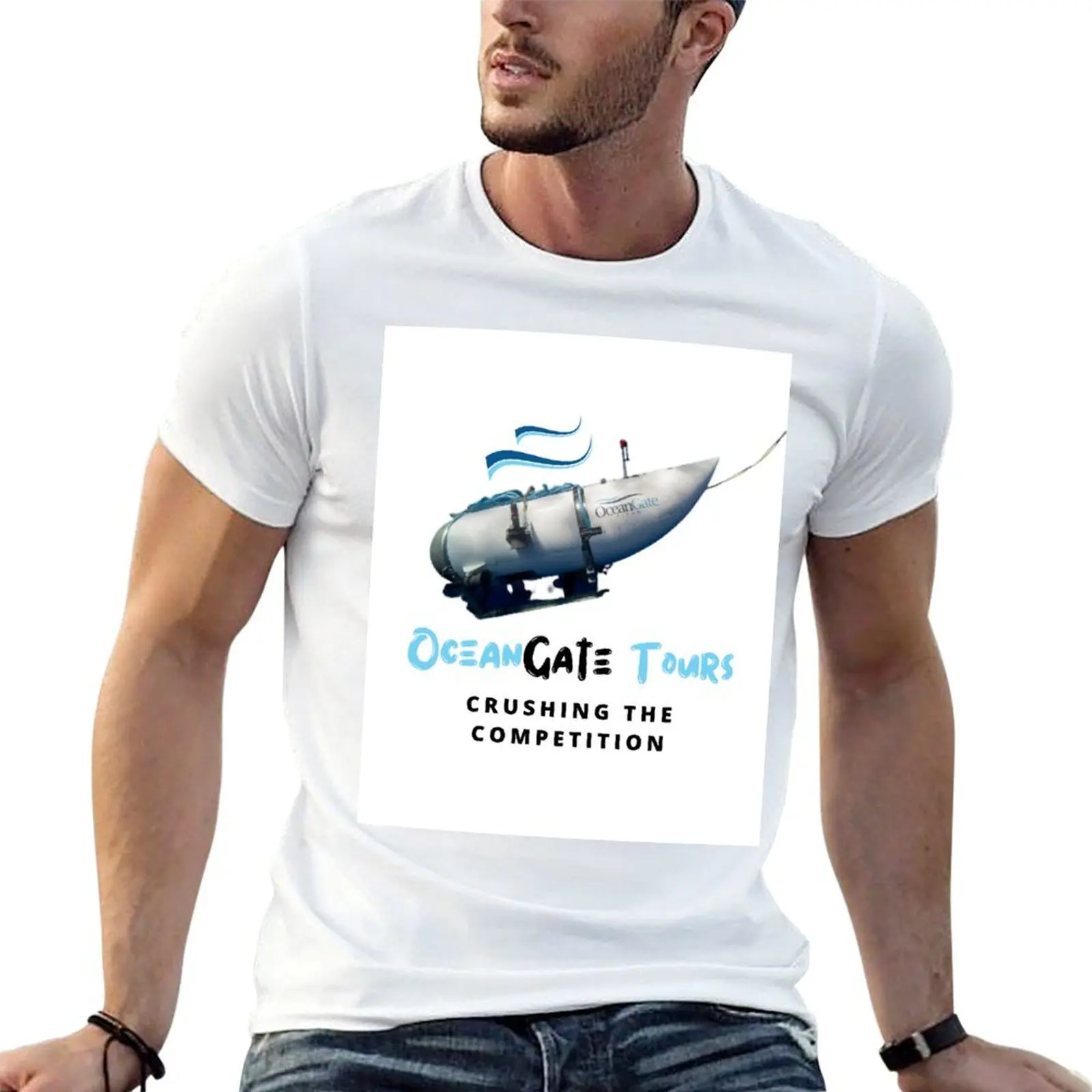 Фото Футболки OceanGate Tours - Crushing the Competition, мужские хлопковые футболки, однотонные мужские футболки №1