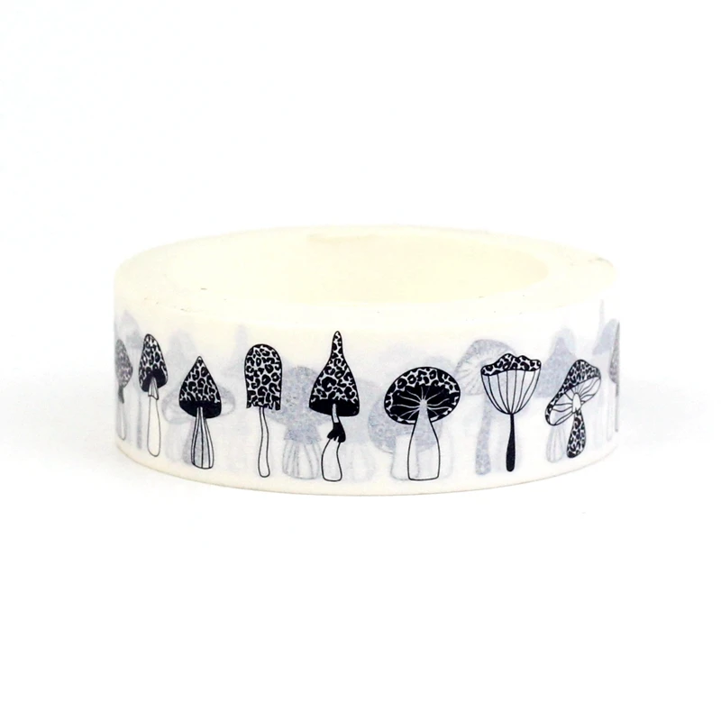 

Декоративный скотч GREATHOPE WASHI TAPE Черно-белый грибы 10 м