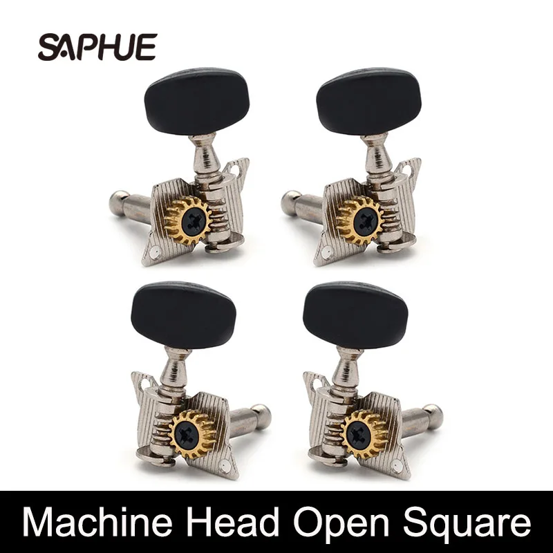 

2R2L Nickel-Plated Ukulele Guitar Tuning Pegs Tuners Machine Head Black Knob