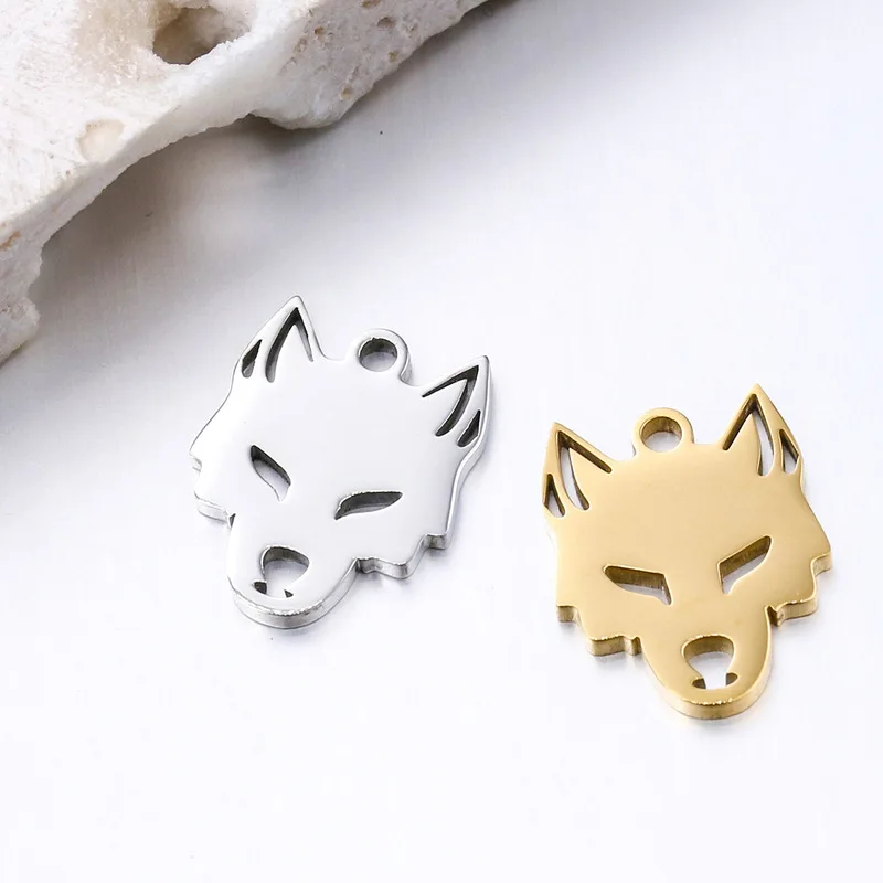 

10 Pieces/patches Of Stainless SteelDIY Handmade Accessories, Wolf Head Pendant Personalized Hip-Hop Domineering