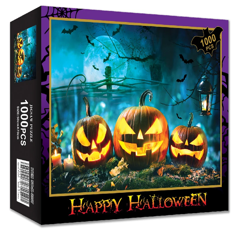 

New Adult Puzzle 1000 Piece Halloween Festival Brain Storm Fidget Toy Creative Gift Box Design Paper Jigsaw Birthday Wholesale