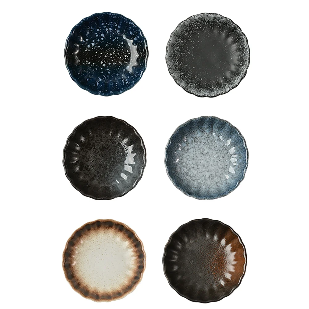 

6Pcs Condiment Plates Seasoning Trays Mustard Sushi Plates Sauce Plates (Assorted Color)