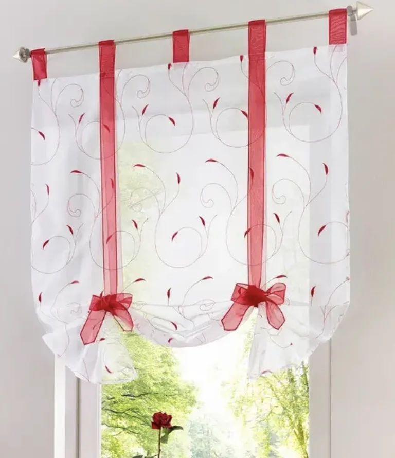 Римские занавески для комнаты кухни короткие оконные с бантом Современные