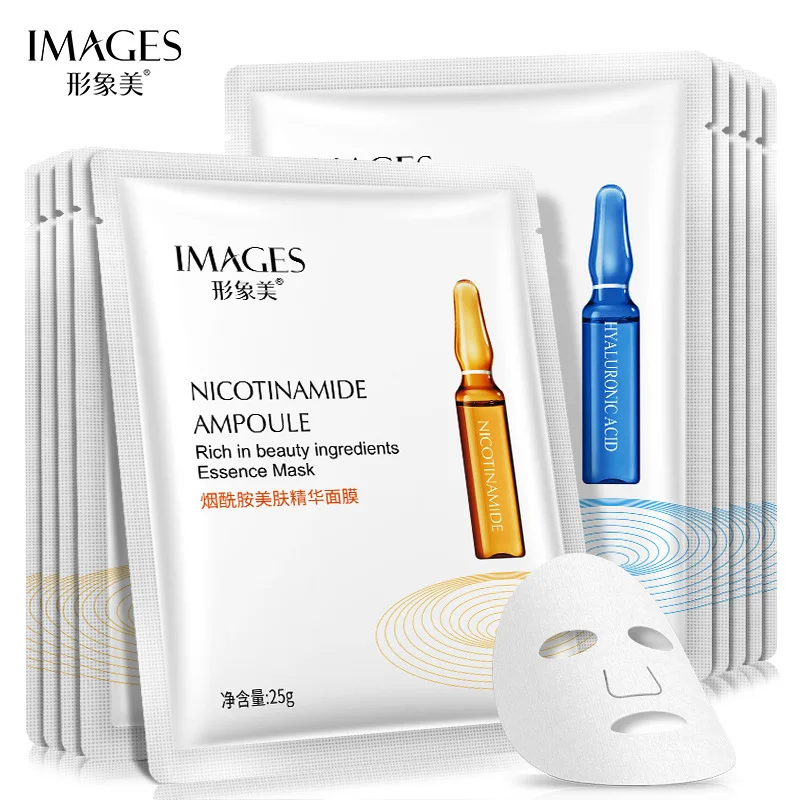 

IMAGES Hyaluronic Acid Essence Ampoule Mask Niacinamide Moisturizing Shrink Pore Tightening Niacinamide Mask 3pcs