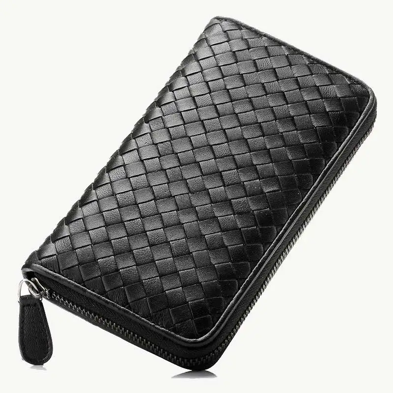 Women's Wallet Luxury Brand Zipper Purse Luxurious Sheepskin Woven Clutch Bag Simple Business Card Holder Men's Card Wallet 2023