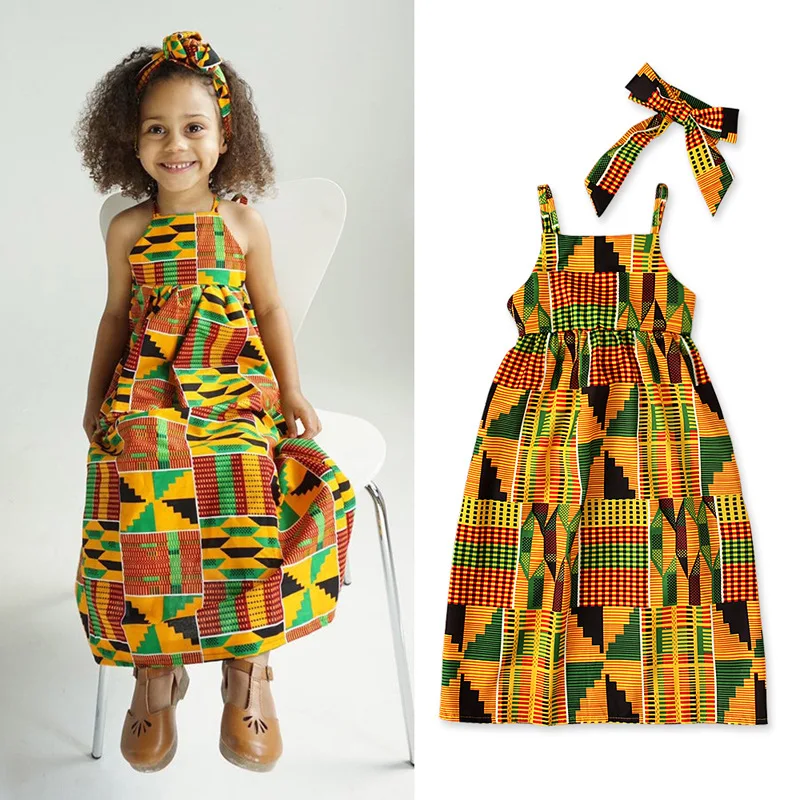 

Summer Off Shoulder Strip Pattern Baby Girl Dress Skirt African Bohemian Style Frocks Children Clothes Girls Kids Dresses 2023