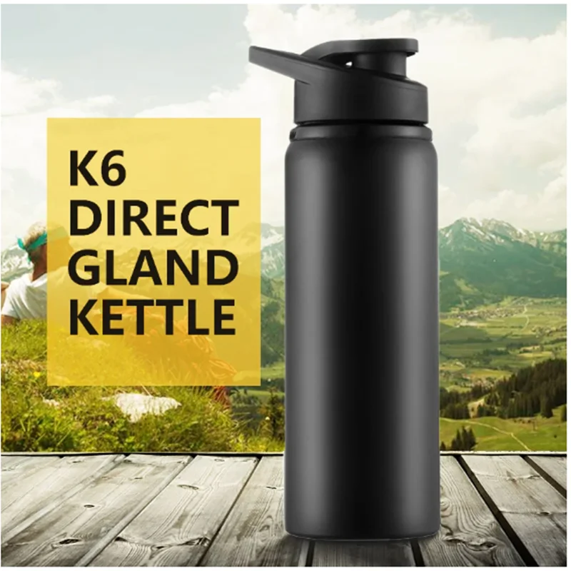 

Портативная велосипедная бутылка для воды из нержавеющей стали, прямая бутылка для питья, спортивный дорожный чайник, металлическая бутылк...