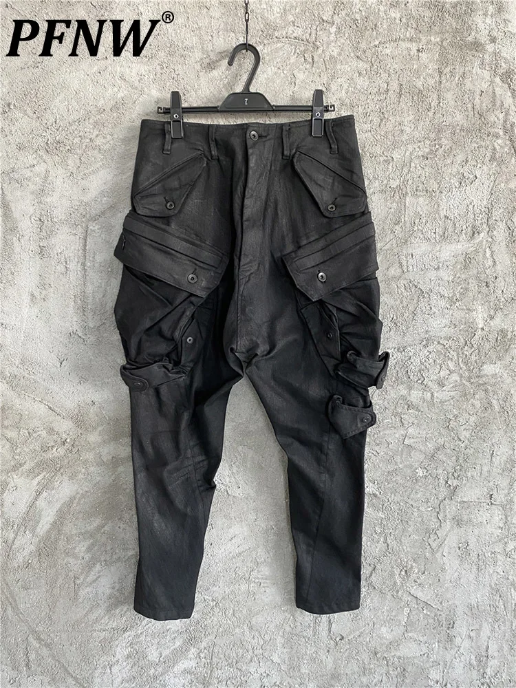 

PFNW 2022 Autumn Winter New Tide Waxed Crotch Pencil Pants Pocket Overalls Washed Elastic Jeans Darkwear Denim Trousers 12A5556
