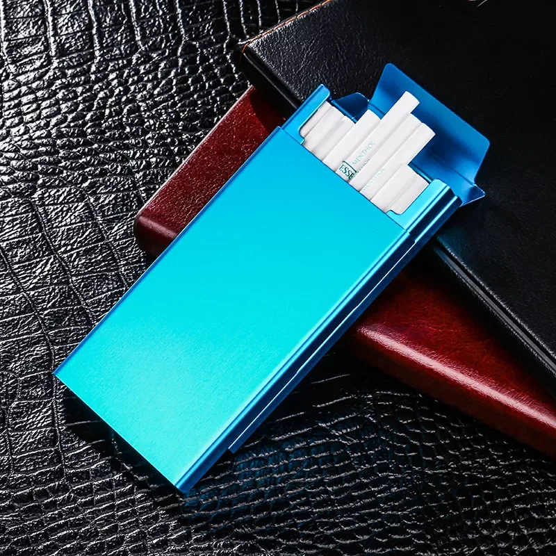 

Ultra Thin Fashion Pipes Creative Personality Cigaret Case Slim Metal Slider Cigarette Box Aluminum Gift Box Cigarette Holder