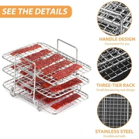 three tier grill steaming rack stainless steel air fryer accessories non stick barbecue tray grills portable for outdoor camp