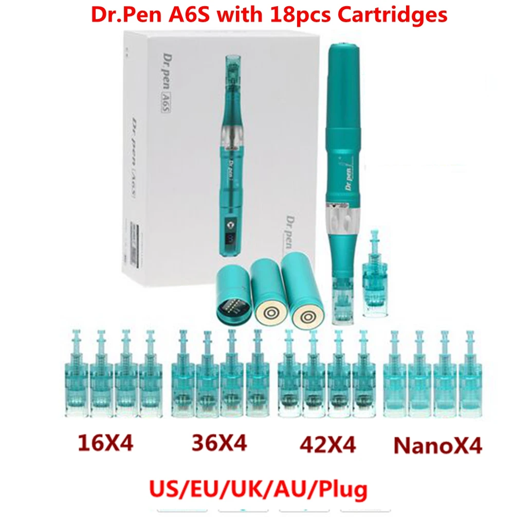 Dr.Pen Ultima A6S Electric Derma Pen with 18pcs Cartridges Wireless Auto Micro Needle Pen Skin Care Machine