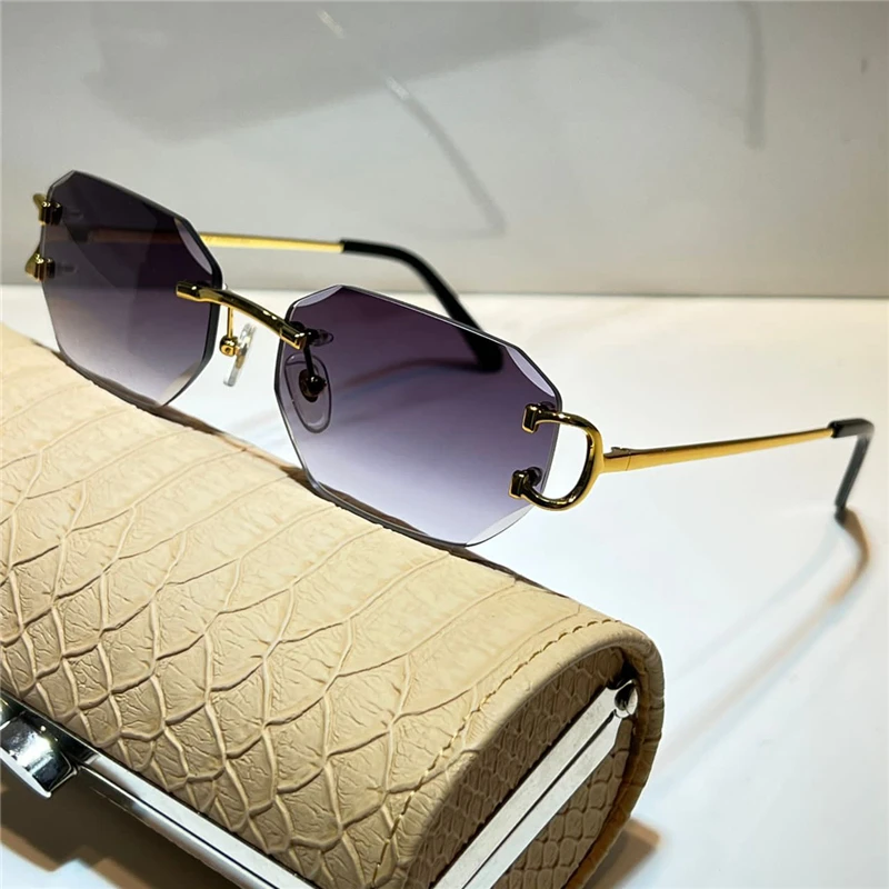 

Men's Sunglasses For Summer CT 0103S Style Anti-Ultraviolet Retro Plate Metal Leg Frameless Eyeglasses Random Box