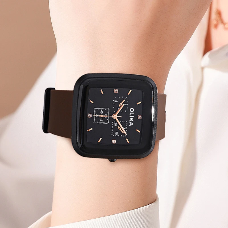 OLIKA Fashion Mens Watches Luxury Silicone Sport Square Couple Watch Quartz Date Clock Waterproof Wristwatch Reloj Mujer