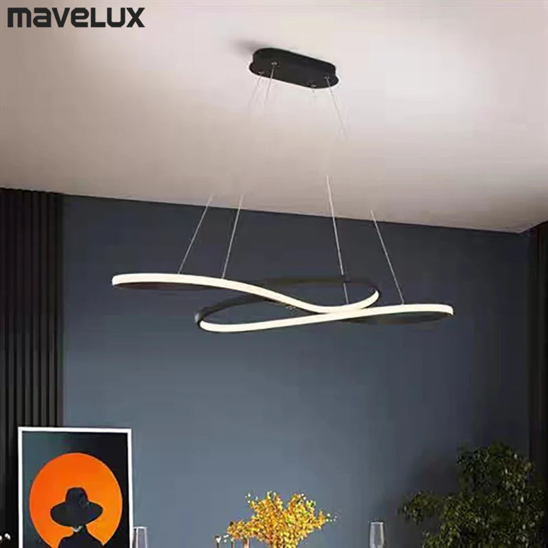Modern Irregular Minimalist Led Chandelier Nordic Living Room Dining Room Study Lighting Aluminum Acrylic Ceiling Hanging Lamp