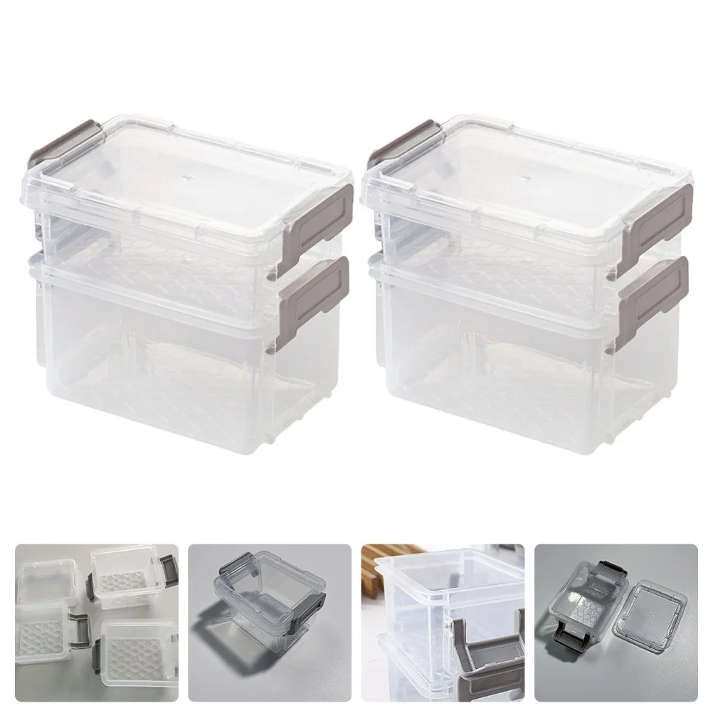 

4 Pcs Desktop Storage Cases Transparent Jewelry Organizers Stackable Boxes