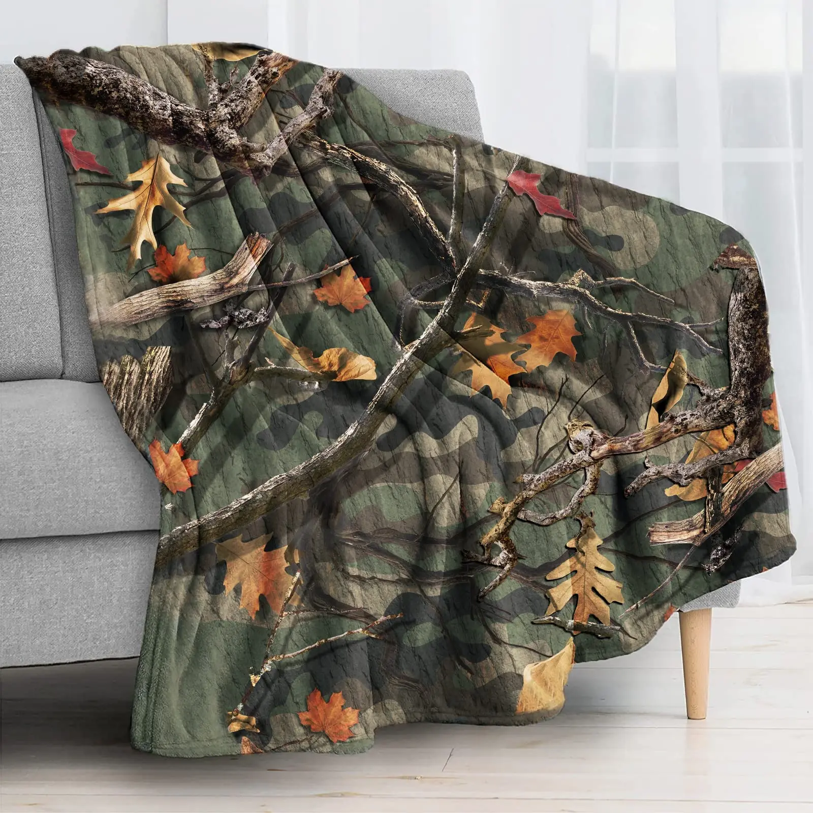 

Real Tree Camouflage Camo Blanket Flannel All Season Military Popular Warm Throw Blankets for Bed Couch Bedding Throws King Size