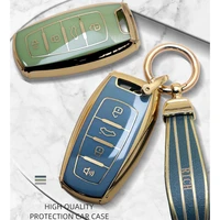 luxurious golden edge remote key case full cover for haval hover coupe h1 h4 h6 h7 h8 h9 gmw f5 f7 h2s keychain car accessories