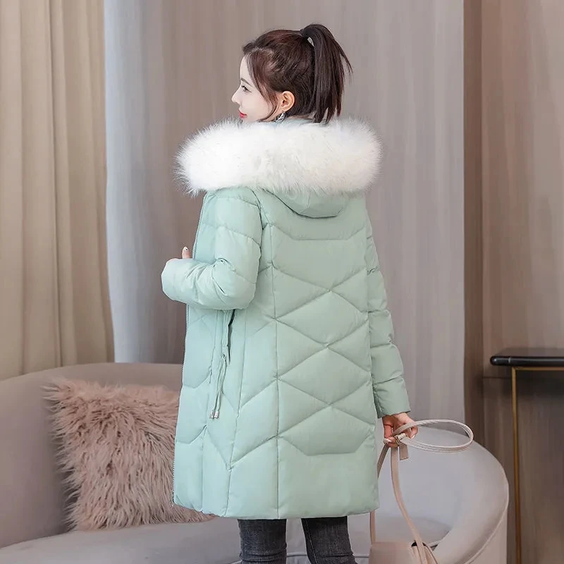 Women's Cotton-padded Jacket Winter 2022 New Women Fur Collar Parkas Korean Thicken Warm Winter Cotton Coat Loose Basic Coat