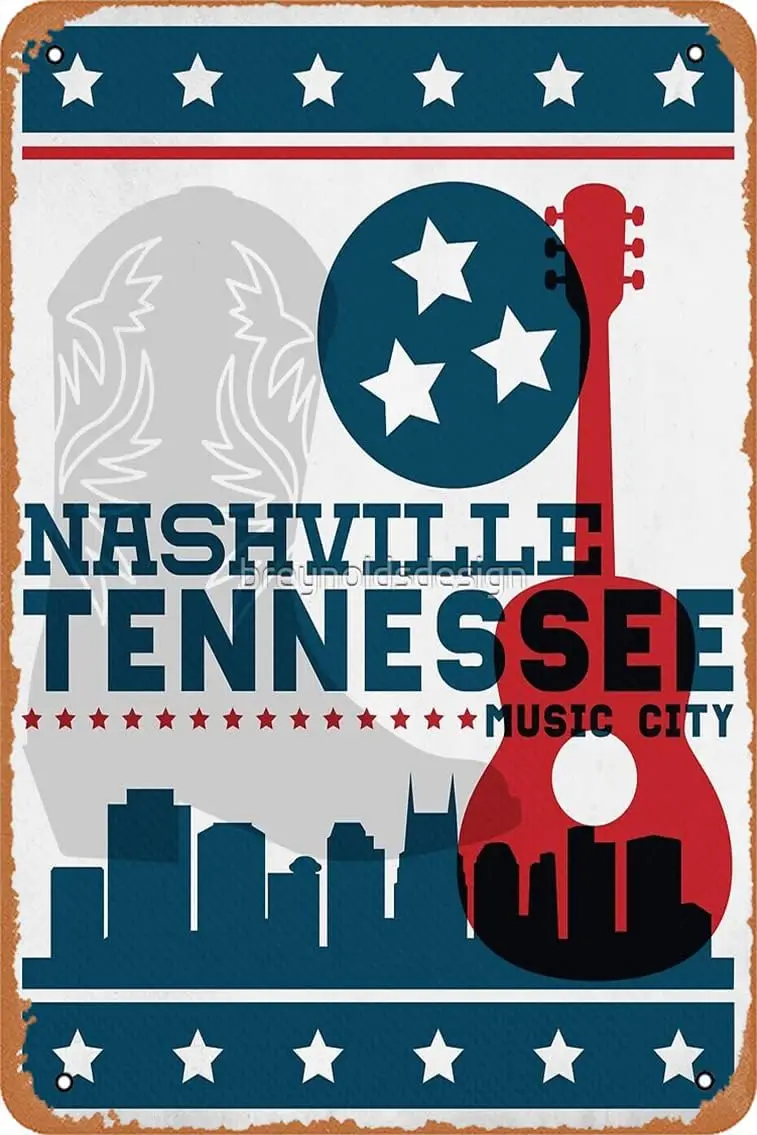 Постер в стиле ретро с изображением люка Нэшвилл Теннесси металлическая