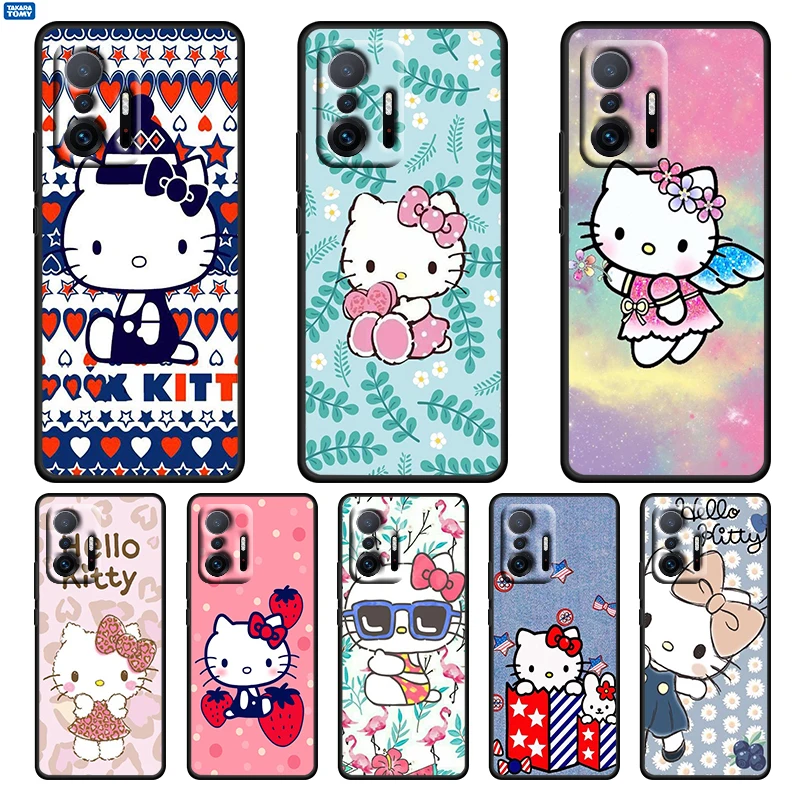 

Gift Cartoon Hello Kitty For Xiaomi 12 12X 11 11T 10T Mi 9T Ultra Pro Lite 5G TPU Soft Silicone Black Phone Case Funda Coque