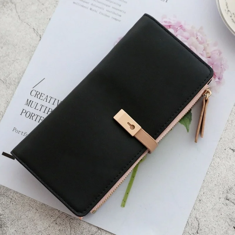 

Long Women's Textured Solid Color Wallet Female Purses Tassel Coin Purse Card Holder Wallets Pu Leather Clutch Money Bag Purses
