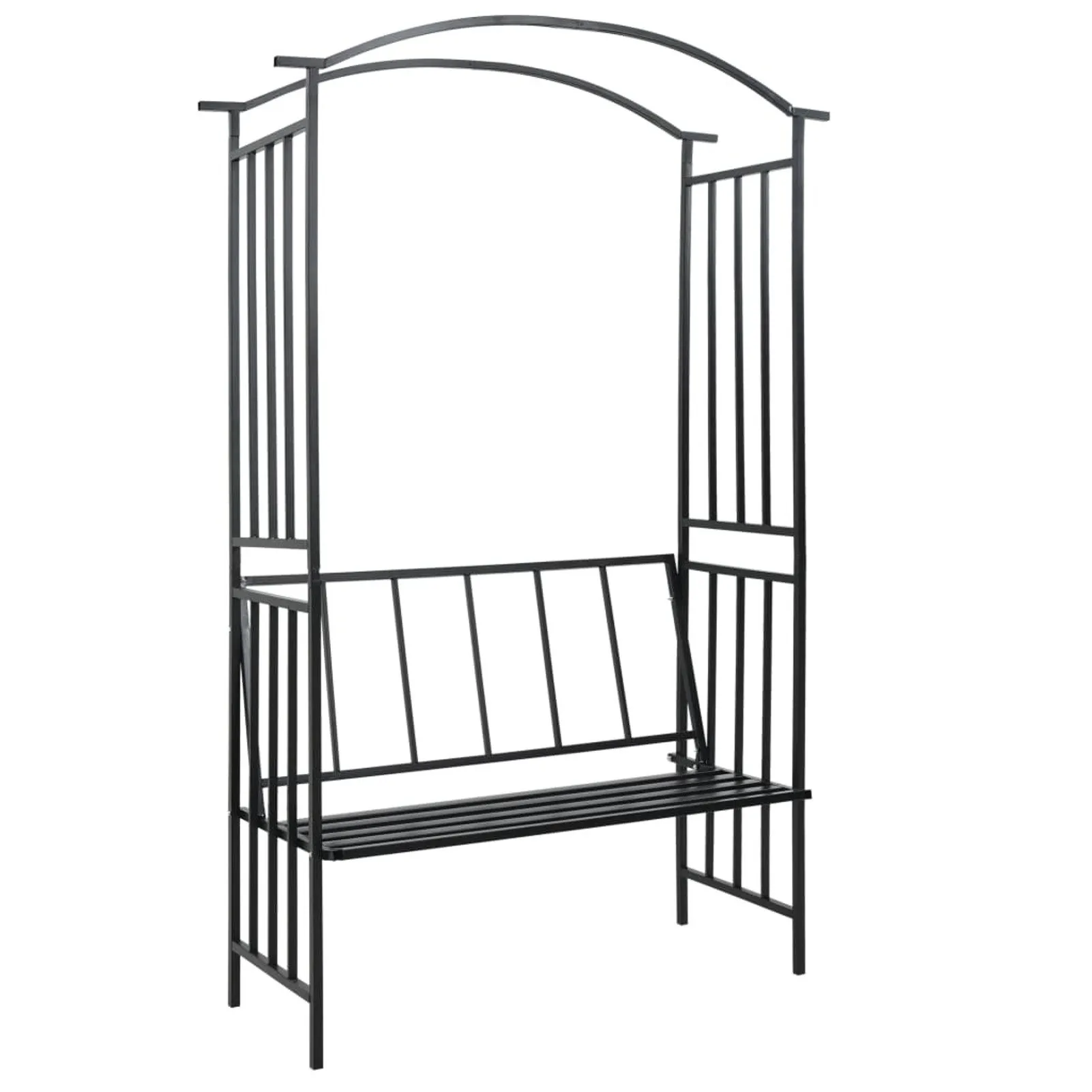 

Garden Arch with Bench Black 50.4"x19.7"x81.5" Iron