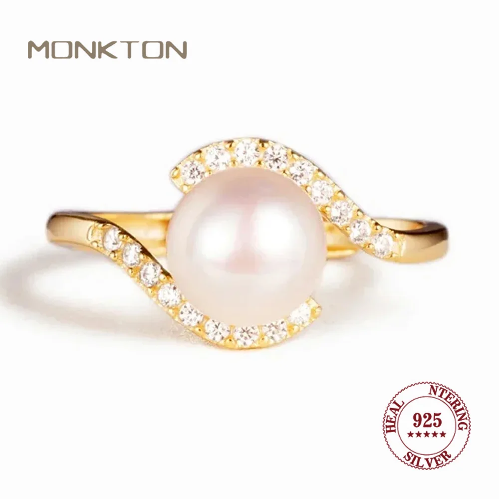 Обручальные кольца Monkton из стерлингового серебра 100% пробы с жемчугом для женщин