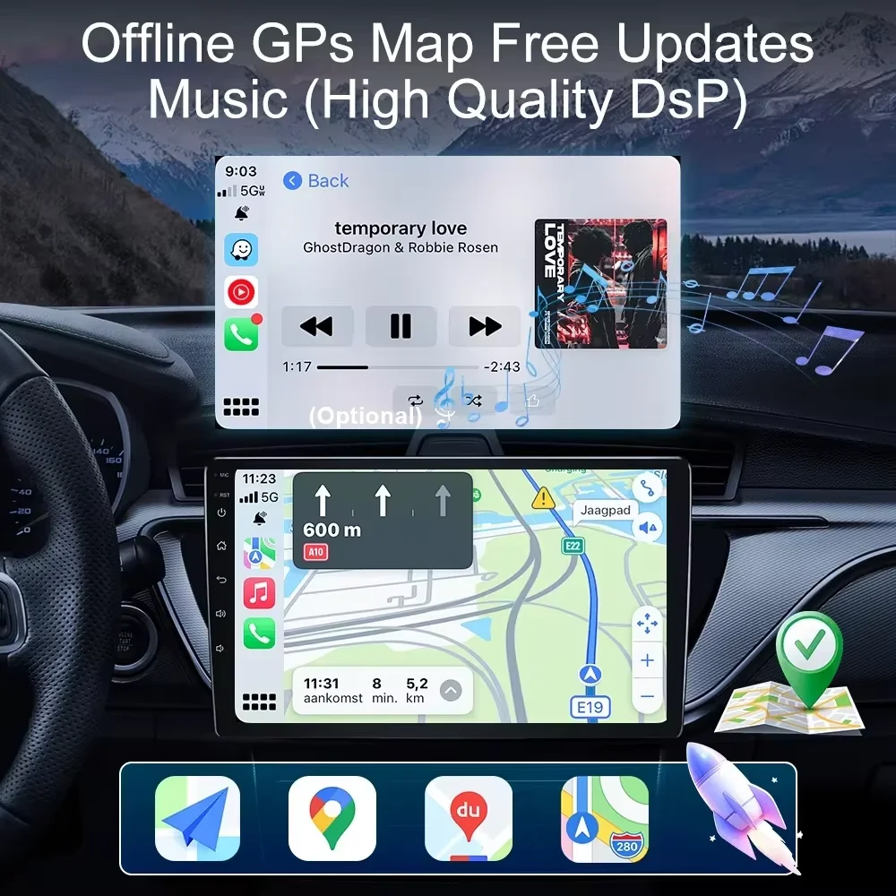 Фото Для JEEP Grand Cherokee WK 2004-2007: Автомагнитола Android 15 с беспроводным CarPlay, GPS-навигацией, мультимедийным плеером и Bluetooth №1