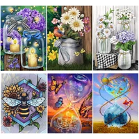 diy diamond painting bee butterfly flower vase cross stitch kit full 5d drill mosaic embroidery art hourglass picture home decor