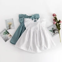 infant newborn baby girl dress dress cotton and linen solid color flying sleeve skirt infant princess new girl dress vestido