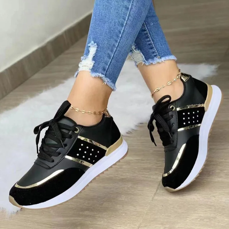 

Women Platform Sneakers Woman Casual Shoes Suede Patchwork Casual Sport Shoes Ladies Outdoor Running Vulcanized Shoes Plus Size