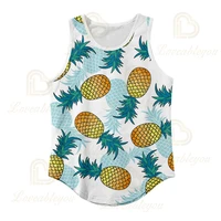 2022 tank top for men pineapple print fruits parttern sleeveless shirts summer mens oversize fit gym clothes workout vest tops