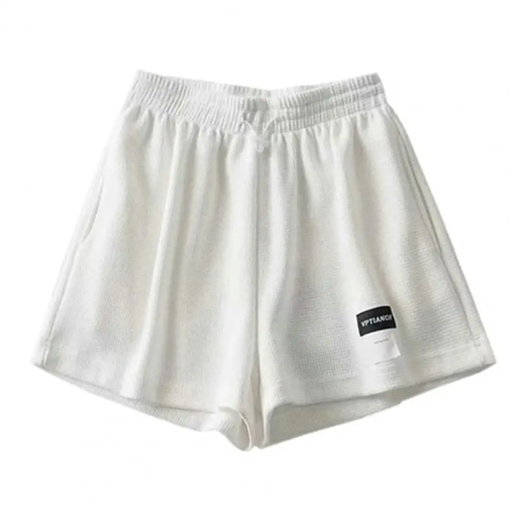 

Спортивные женские шорты с высокой талией и карманами, вафельные широкие брюки, повседневные базовые короткие брюки, уличная одежда