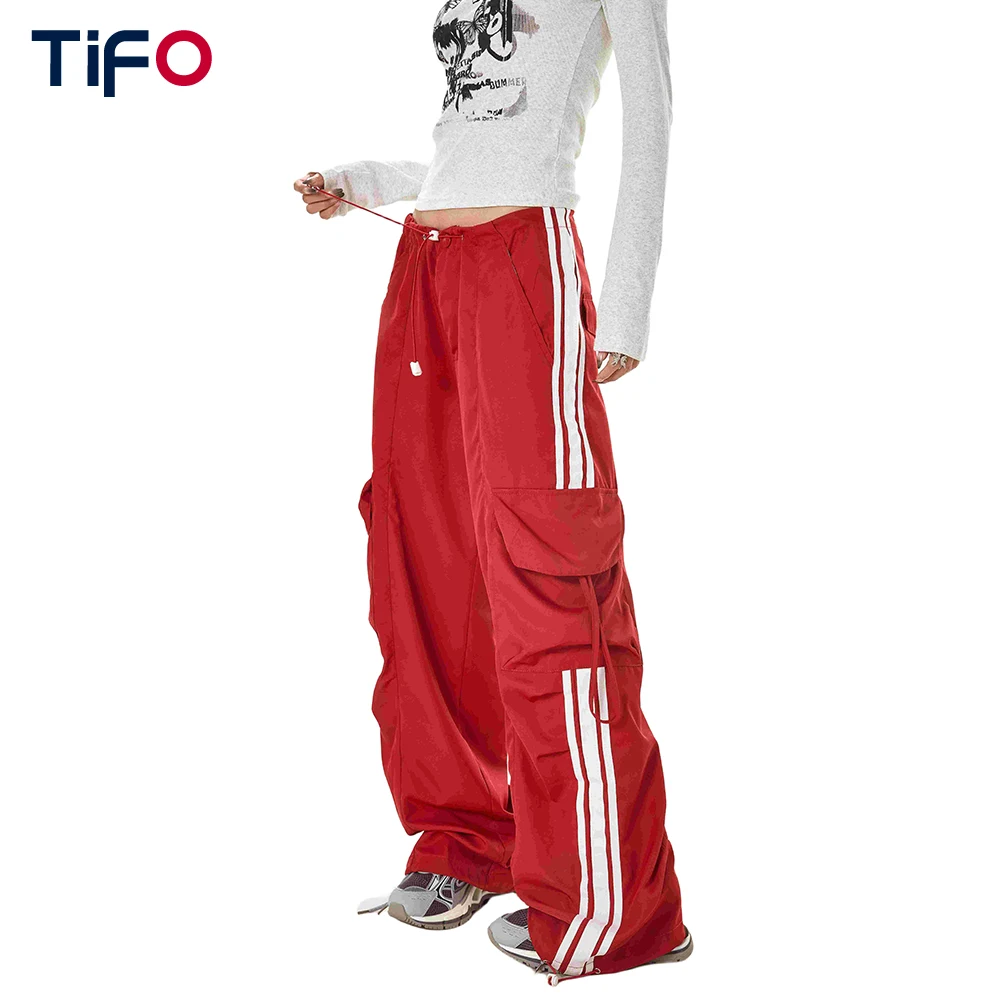 

Женские повседневные брюки на лямках, Осенние простые свободные брюки-карго с боковыми карманами и шнуровкой