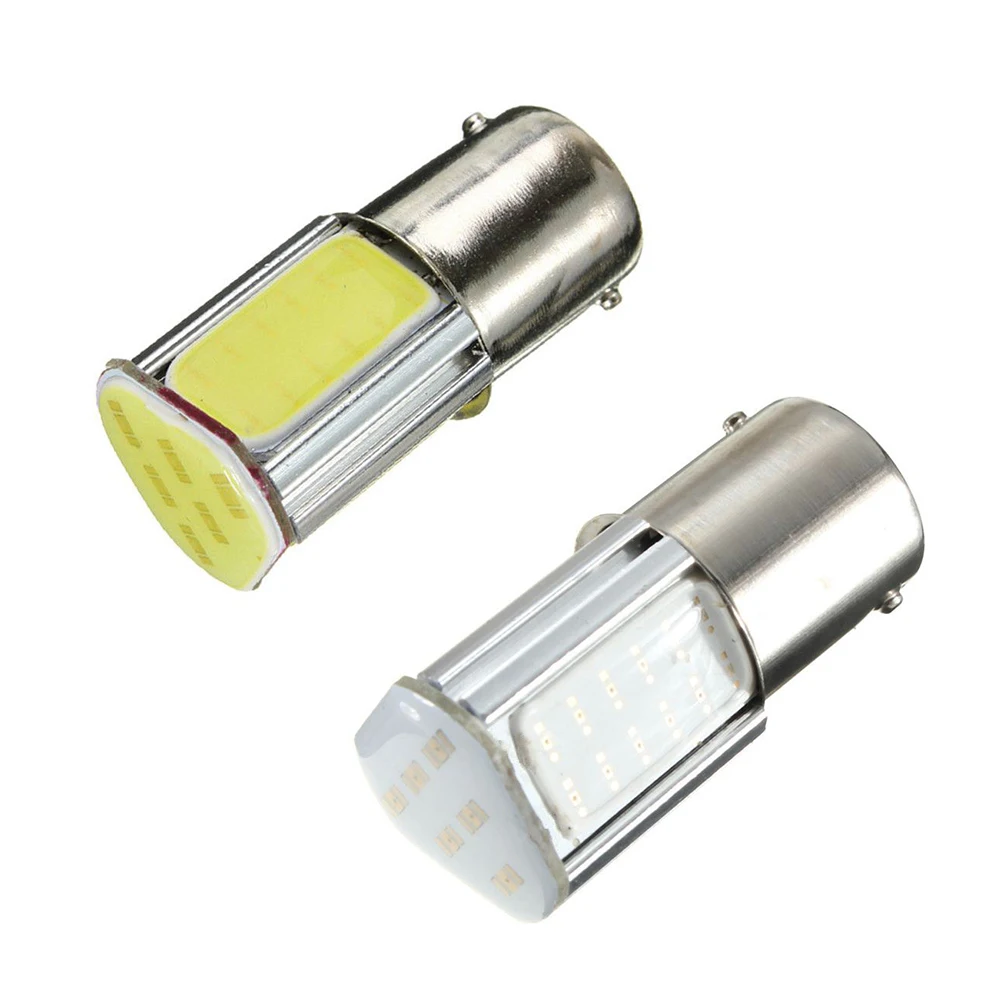 

2 Pcs 1156 BA15S 382 P21W 4 COB LED 5W Car Turn Signal Reverse Back Light Bulb 12V white light