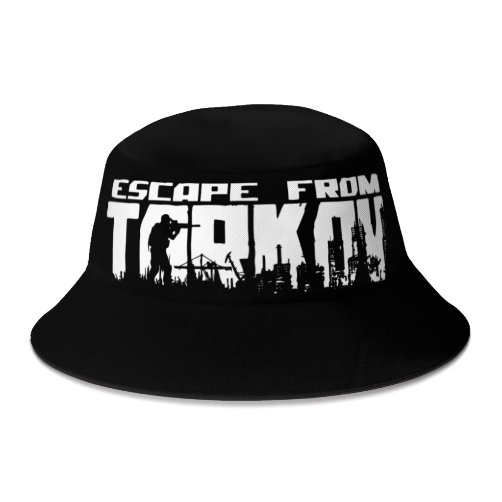 

New Unisex Polyester Escape From Tarkov Logo Bucket Hat Women Autumn Sunscreen Fedoras Cap Men Outdoor Travel Fishing Hats