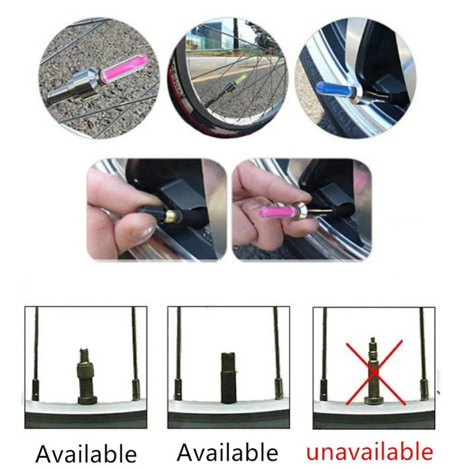 Миниатюрная светодиодная RGB Крышка для велосипедного клапана 5 цветов