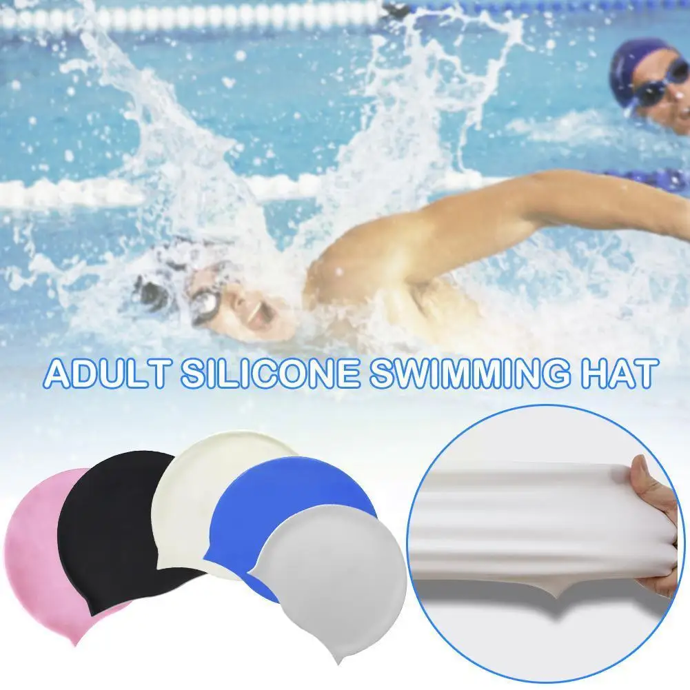 

Adult Silicone Swimming Cap Men Women Rubber Waterproof Caps protect petal Hat Teens Swim Pool Diving E2W6