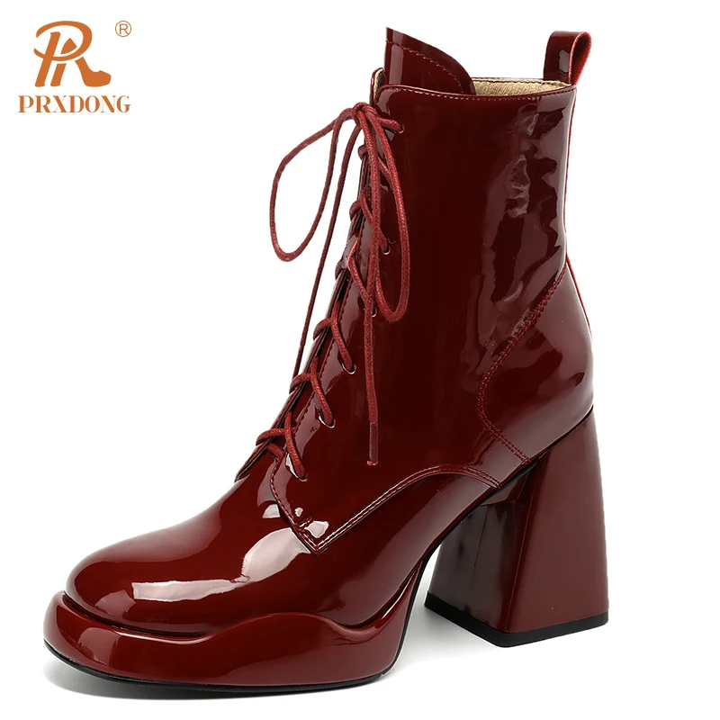 Женские ботильоны из натуральной кожи PRXDONG черные или абрикосовые на массивном