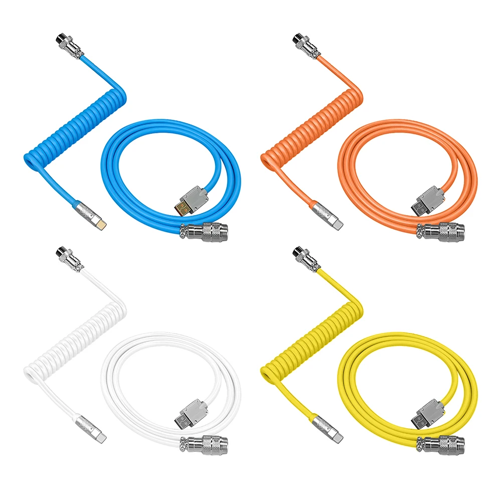 

2 в 1 спиральный кабель-Авиатор для передачи данных Type-c к USB позолоченный кабель-Авиатор для механической клавиатуры аксессуары для настольн...
