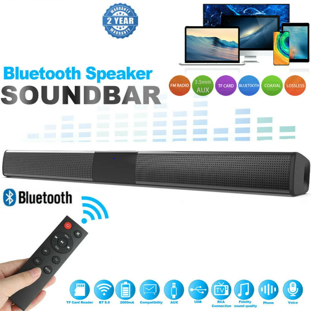 

20W Bluetooth Soundbar Wired and Wireles Speaker Stereo Speakers Hifi Home Theater TV Sound Bar Subwoofer Column for Smart Phone