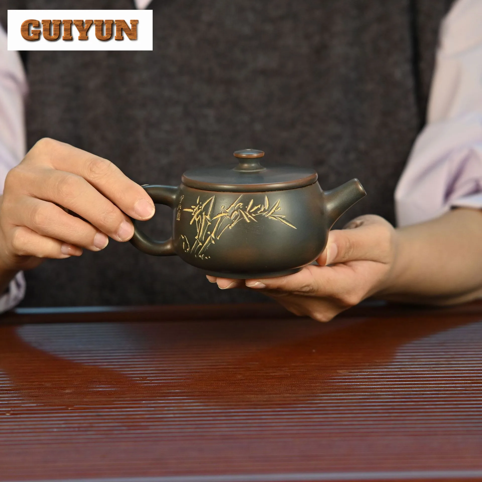 180 мл древний керамический чайник Qinzhou Nixing Master Handamde большое ведро Calibe золотой