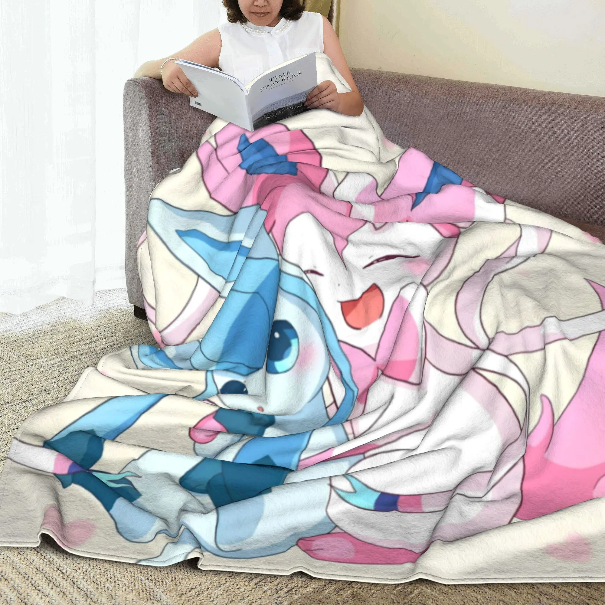 Одеяло с изображением Покемона аниме Sylveon Eevee фланелевое одеяло героями
