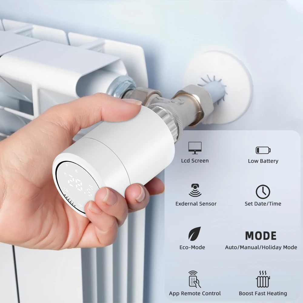 Умный термостат радиатора Homebata Tuya ZigBee3.0 программируемый по расписанию регулятор