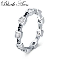 black awn silver color black spinel elegant rings for women trendy zircon fashion jewelry g008