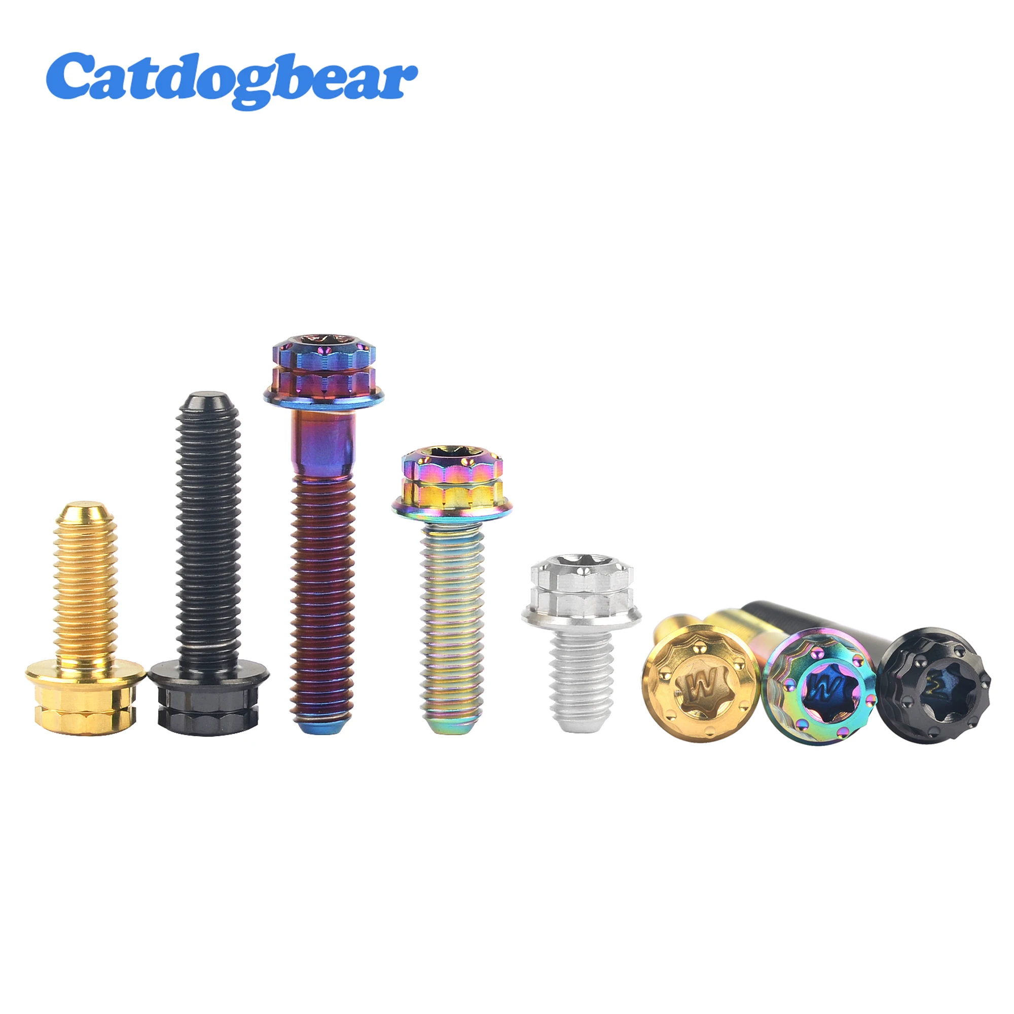 

Catdogbear Titanium Flange 12 Points Bolt 4PCS M6x10 15 20 25 30 35 40 45 50mm Torx for Cars and Motorcycles