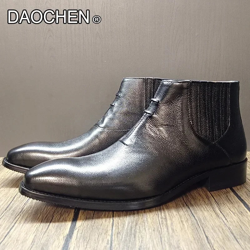 Роскошные мужские ботильоны черные коричневые слипоны ботинки челси Мужская