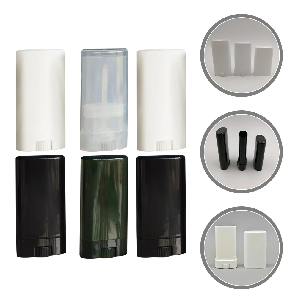 

6 Pcs Oval Flat Vial Lip Balm Tube Plastic Containers Empty Chapstick Tubes DIY Lipstick Sub Deodorant