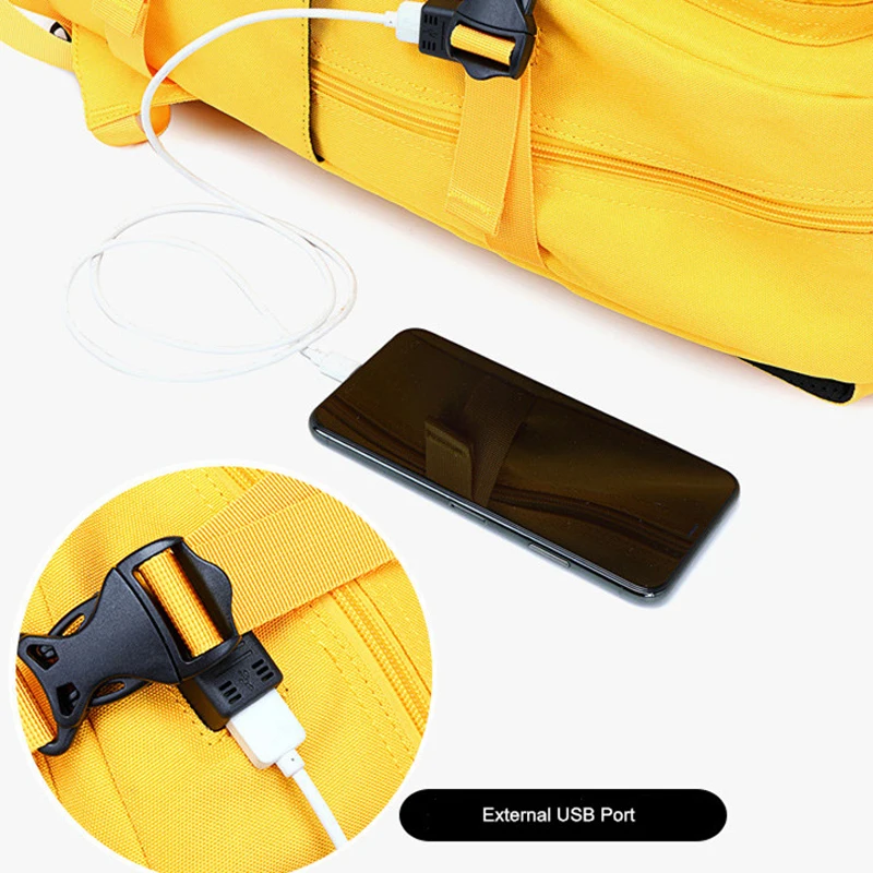 Fashion Large Backpack Kids School Bags for Girls Waterproof Oxford School Backpack for Teenagers Yellow Schoolbag