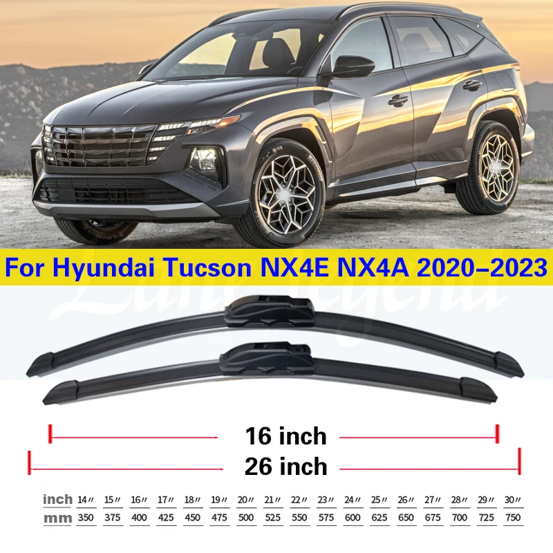 

Автомобильные передние щетки стеклоочистителя для Hyundai Tucson NX4 NX4E NX4A 2020 2021 2022 2023, ветровое стекло, стеклоочистители, автомобильные аксессуары 26 "16"